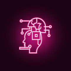 Robot, ai, brain neon icon. Elements of Creative thinking set. Simple icon for websites, web design, mobile app, info graphics