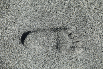 Fußabdruck im Sand Sandstrand