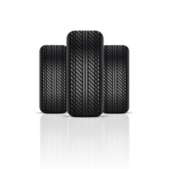 Realistic car tire with soft shadow. Vector.