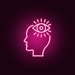 Eye, view, brain neon icon. Elements of Creative thinking set. Simple icon for websites, web design, mobile app, info graphics