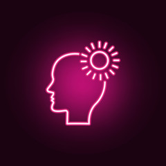 Dream, head, inspiration neon icon. Elements of Creative thinking set. Simple icon for websites, web design, mobile app, info graphics