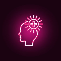 Plus, health, brain neon icon. Elements of Creative thinking set. Simple icon for websites, web design, mobile app, info graphics
