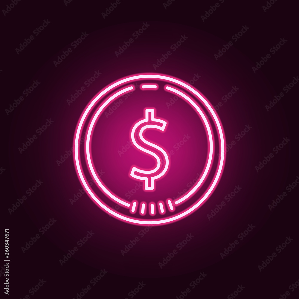 Poster coin cent neon icon. elements of banking set. simple icon for websites, web design, mobile app, info
