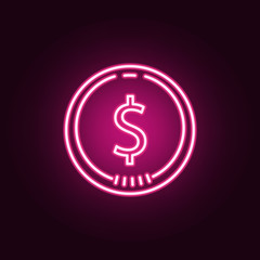 coin cent neon icon. Elements of Banking set. Simple icon for websites, web design, mobile app, info graphics