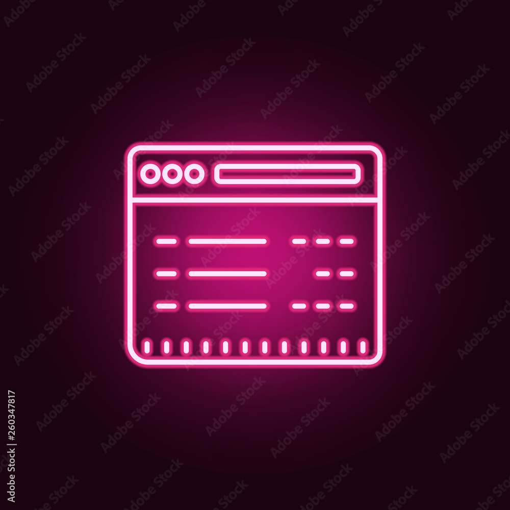 Poster web browser neon icon. elements of banking set. simple icon for websites, web design, mobile app, in