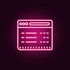 web browser neon icon. Elements of Banking set. Simple icon for websites, web design, mobile app, info graphics