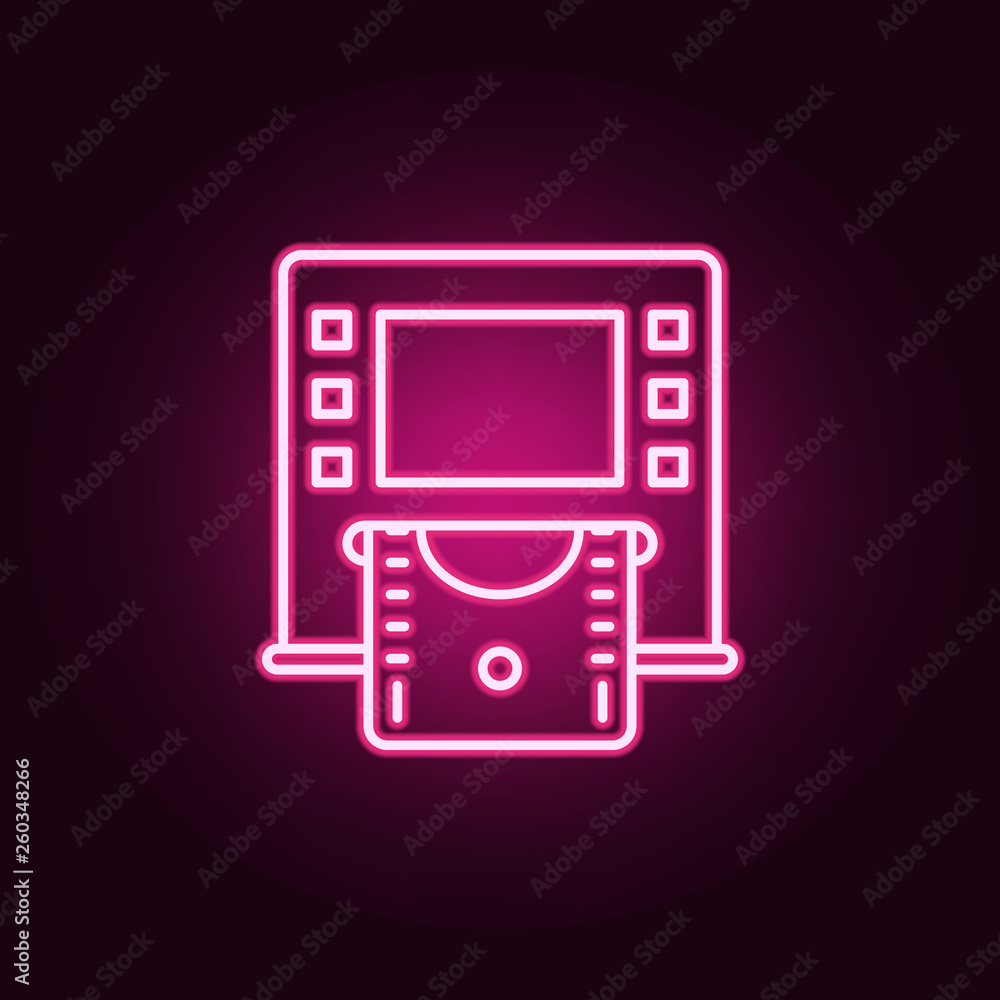 Poster atm neon icon. elements of banking set. simple icon for websites, web design, mobile app, info graph
