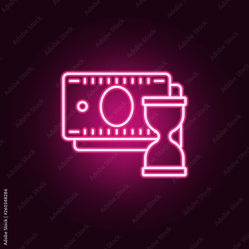 Poster time is money neon icon. elements of banking set. simple icon for websites, web design, mobile app, 
