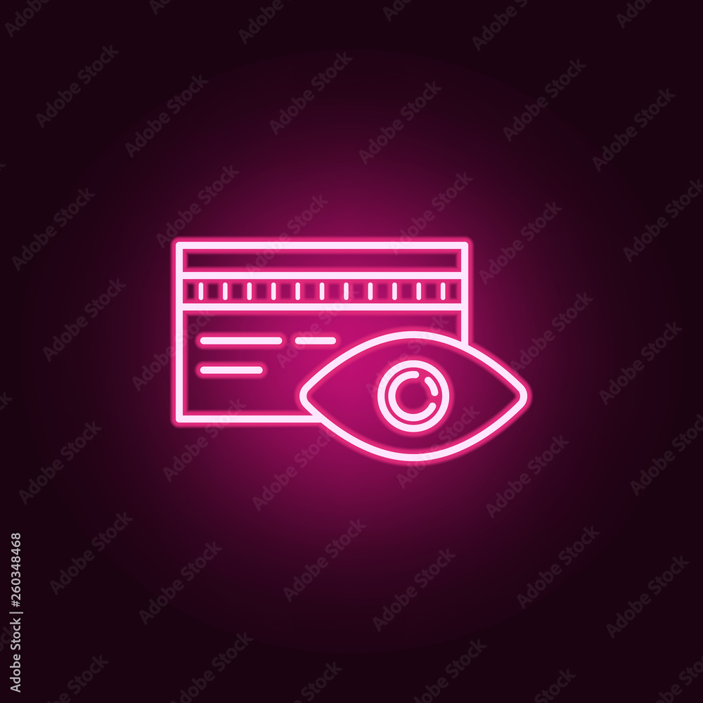 Poster credit card verification neon icon. elements of banking set. simple icon for websites, web design, m