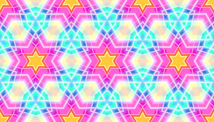 Abstract seamless mosaic with kaleidoscopes. Psychedelic seamless patterns.