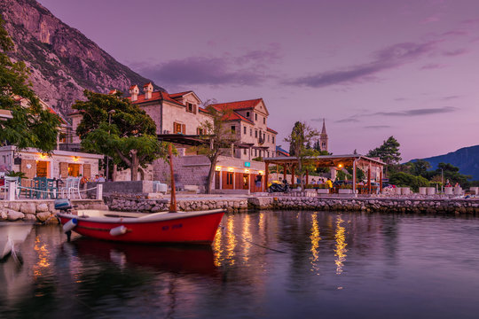 Sunset view of Kotor's bay, Montenegro.