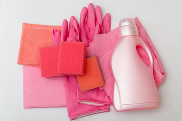 Detergents and cleaning accessories. Cleaning service concept