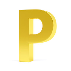 Golden letter P. Collection. 3d image