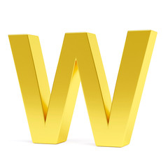 Golden letter W. Collection. 3d image