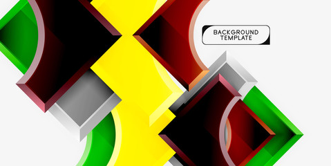 3d futuristic shapes vector abstract background made of glossy pieces with light effects