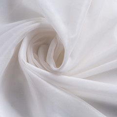 white thin fabric for curtains, tulle or organza, pleats