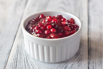Bowl of cranberry sauce