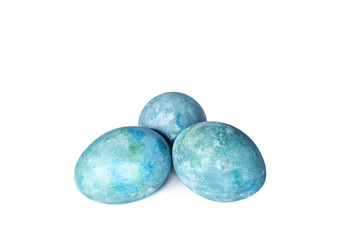 Aquamarine easter eggs isolated on a white background