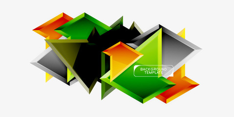 Bright colorful triangular poly 3d composition,abstract geometric background, minimal design, polygonal futuristic poster