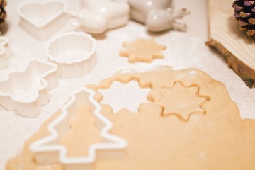 home made christmas ginger cookies in different shapes