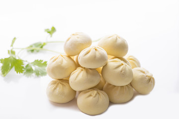 heap of frozen dumplings on a white background. Isolated Dumplings