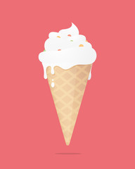 Vector illustration of ice cream is on a red background.