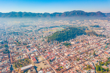 Beautiful aerial view of  San Cristobal de las Casas magical town in Chiapas Mexico