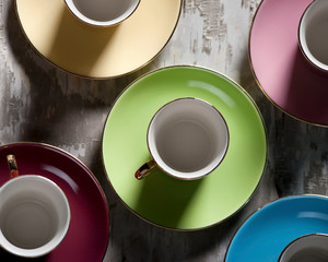Multi-colored teacups