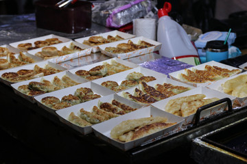 Korean dumplings with different fillings. Asian fast food, food