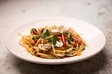 Fresh pasta with seafood