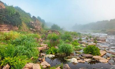 Tosno waterfall, the largest waterfall in Europe — about 30 meters wide and more than 2 meters...