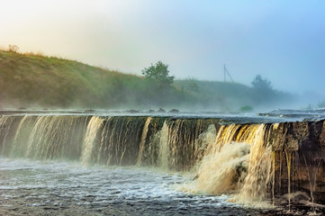 Tosno waterfall, the largest waterfall in Europe — about 30 meters wide and more than 2 meters...