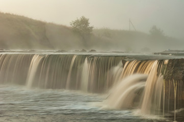 Tosno waterfall, the largest waterfall in Europe — about 30 meters wide and more than 2 meters high.