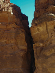 Petra; Raqmu - historic ruins of the ancient, rock city of the Nabatean Arabians. It is located in southwestern Jordan. It is also known as the rose-red city. UNESCO World Heritage list.