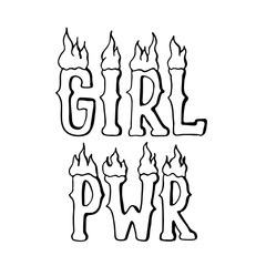 Girly feminist slogan with hand drawn lettering Girl power. Female motivation symbol in cartoon comic style. Pop art sticker. Print for poster, t-shirt, postcard or apparel design.