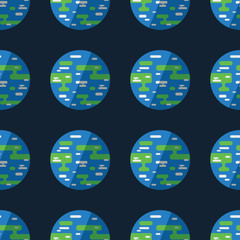 Seamless pattern of earth planet on dark blue background. Design element backdrop. Earth day pattern. 22 april. World earth day concept