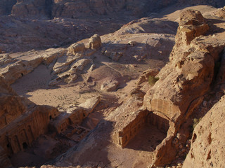 Petra; Raqmu - historic ruins of the ancient, rock city of the Nabatean Arabians. It is located in southwestern Jordan. It is also known as the rose-red city. UNESCO World Heritage list.