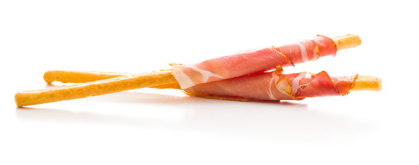 Parma ham prosciutto with grissini breadsticks.