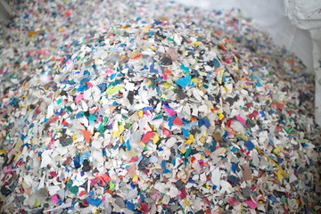 Recycling, shredded plastic