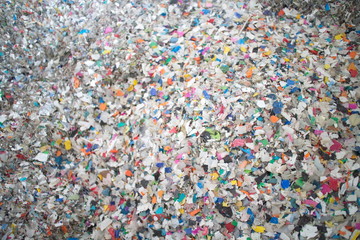 Fototapeta na wymiar Recycling, shredded plastic