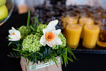 Catering  apples and orange juice