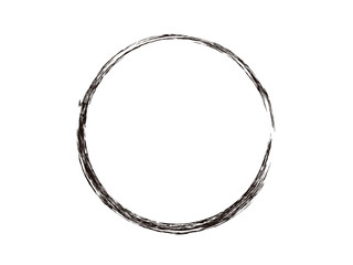 Grunge circle made with brush.Art brush circle.
