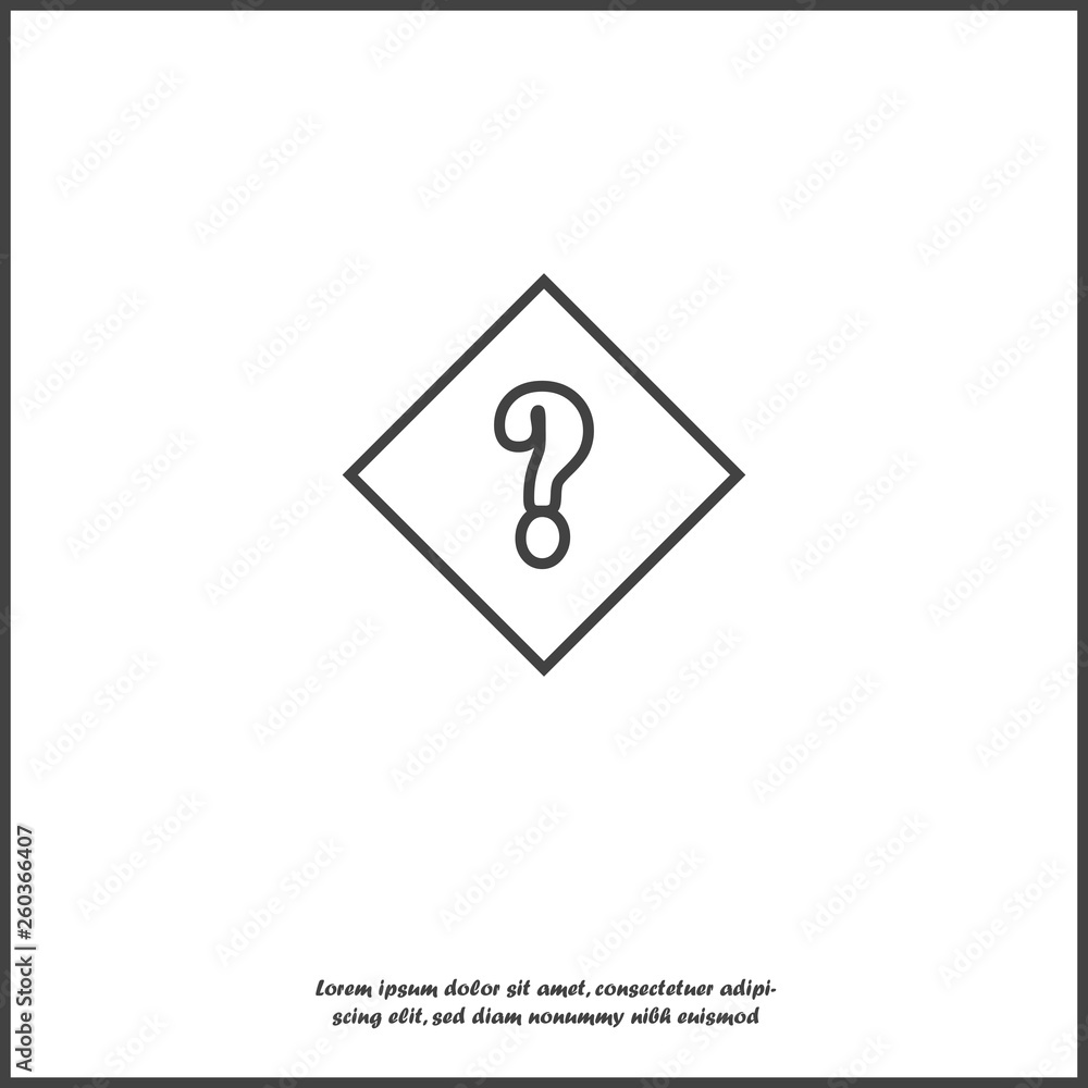 Poster vector icon question mark in a rhombus. punctuation mark symbol on white isolated background.