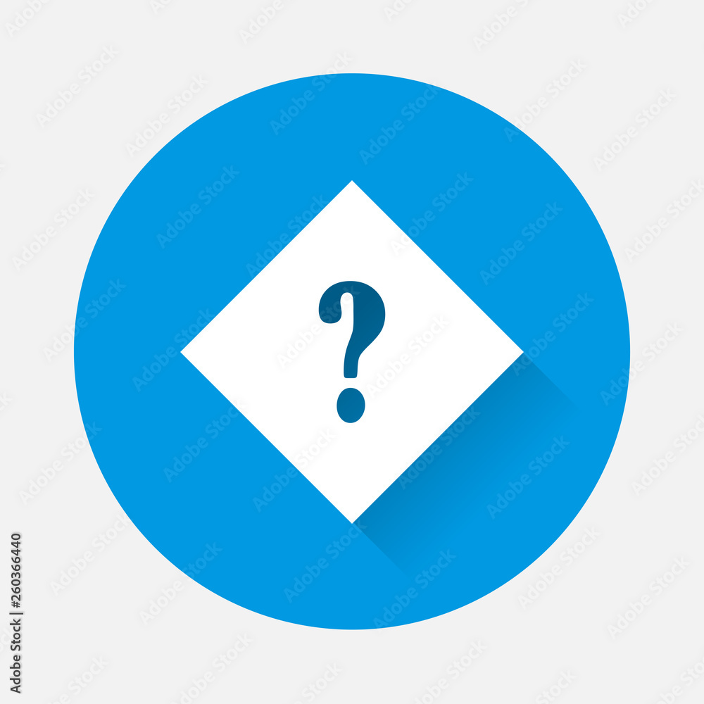 Poster Vector neon light icon question mark in a rhombus. Punctuation mark symbol on a blue background a flat image with long shadow.
