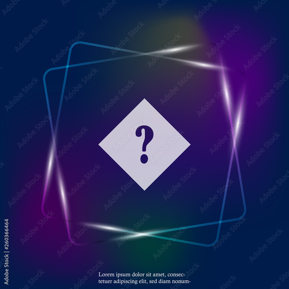Poster vector neon light icon question mark in a rhombus. punctuation mark symbol.