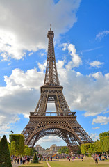 Fototapeta premium View of Eiffel Tower from Champ de Mars. Paris, France