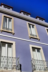 Narrow and colorful streets, facades and balconies of Lisbon