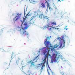 Soft fractal butterflies or flowers, digital artwork for creative graphic design