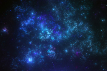 Obraz na płótnie Canvas Dark blue abstract fractal nebula, digital artwork for creative graphic design