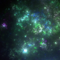 Dark green fractal nebula, digital artwork for creative graphic design